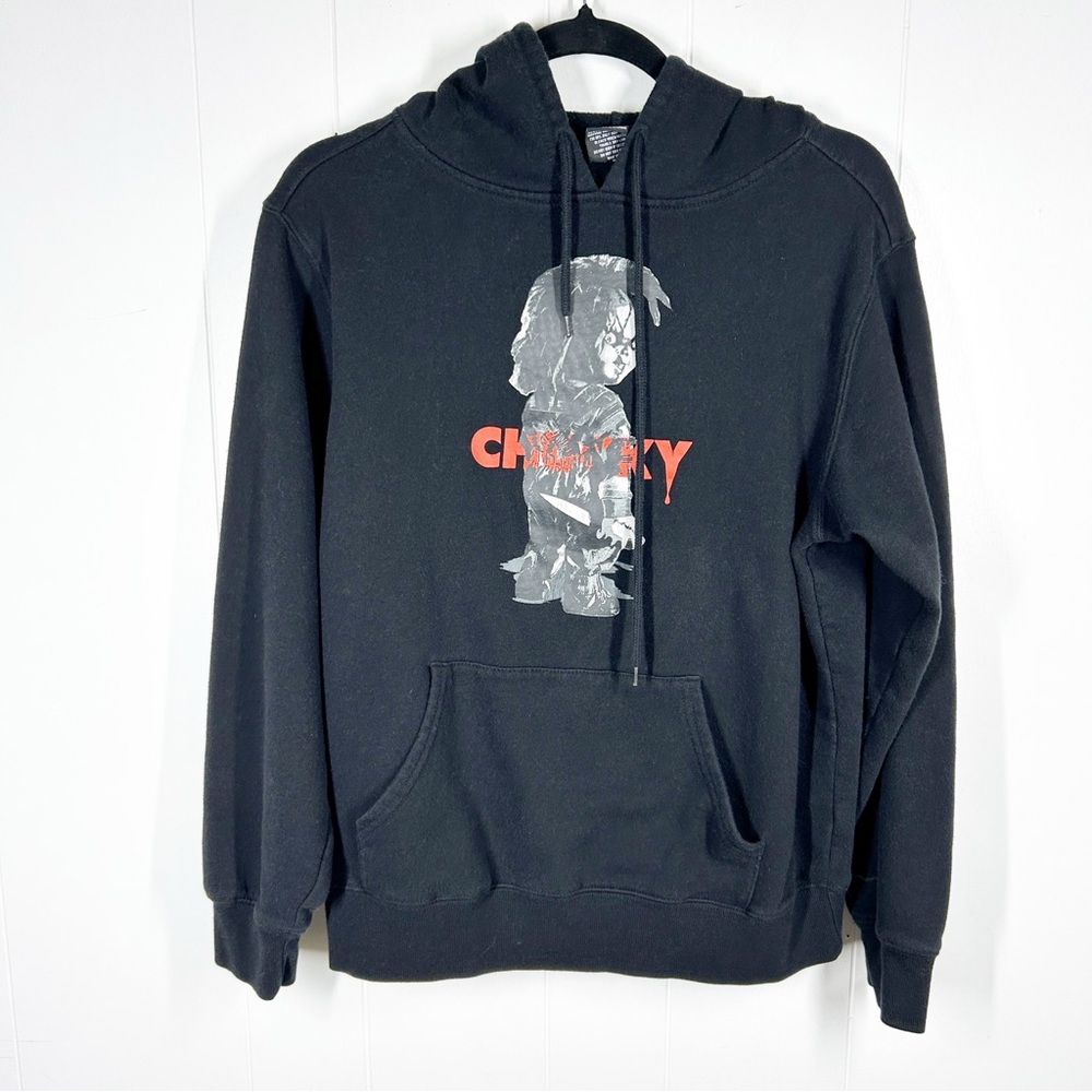 Chucky Graphic Horror Movie Black Hooded Sweatshirt Small